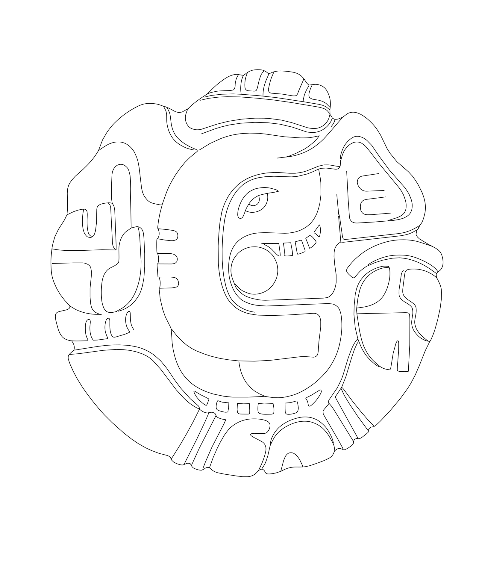 Medallion pattern traced as clean outlines