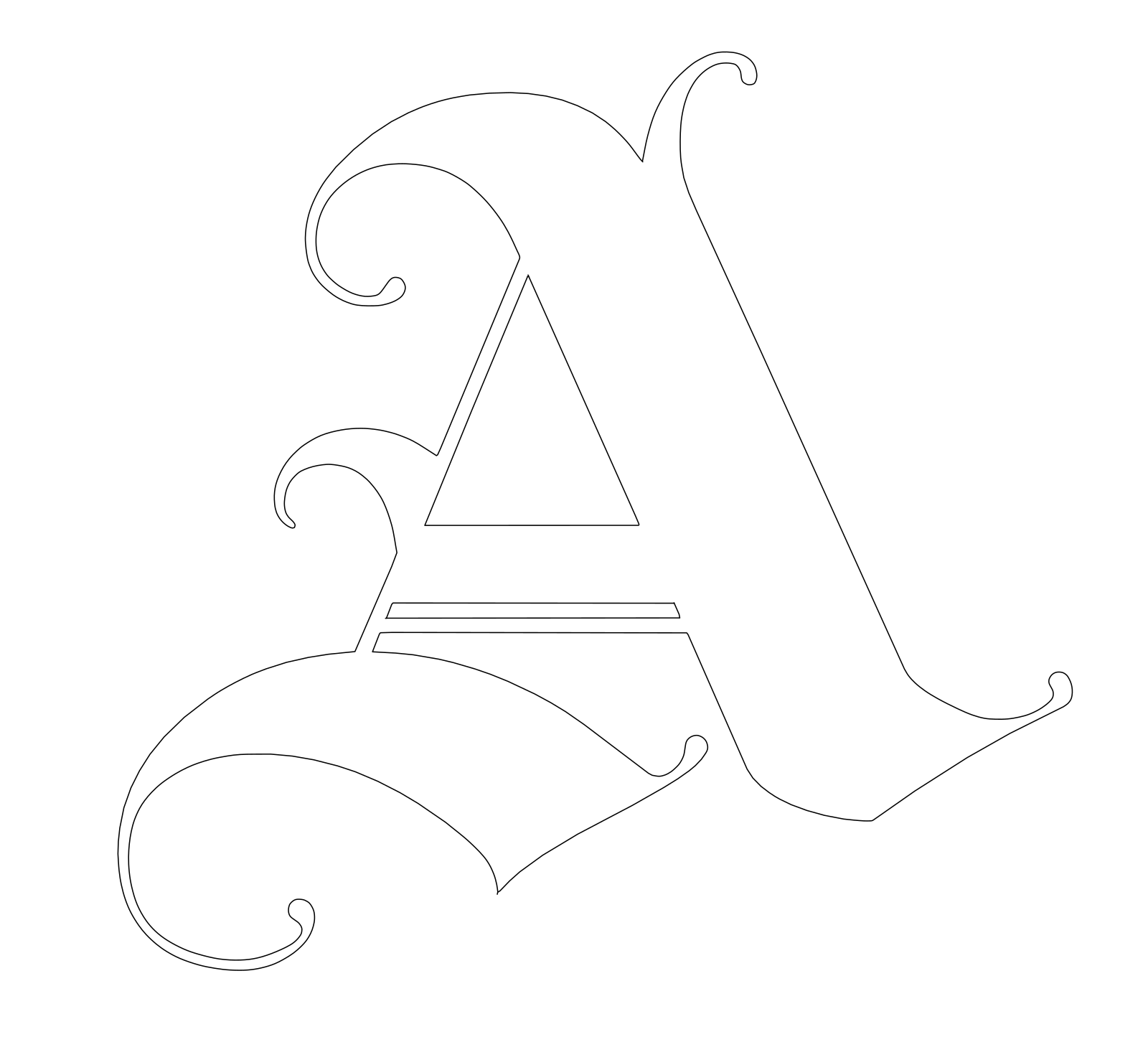 Letter A as closed vector outlines